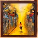 Ngõ Phố Ánh Vàng – Tranh Trừu Tượng 100x100cm