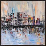 Tranh trừu tượng nhịp phố, kích thước 100x100 cm