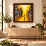 Ngõ Phố Ánh Vàng – Tranh Trừu Tượng 100x100cm - Ảnh 2