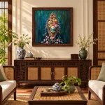 Tranh Khúc Ca Dòng Hoa trong phòng khách phong cách Đông Dương