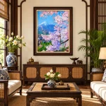 Sắc Xuân Dưới Chân Núi Phú Sĩ – Tranh Phong Cảnh 75x105cm - Ảnh 3