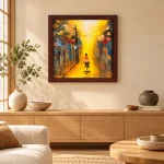 Ngõ Phố Ánh Vàng – Tranh Trừu Tượng 100x100cm - Ảnh 4
