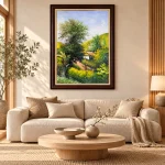 Tranh Lối Nhỏ Sơn Khê trong phòng khách phong cách Japandi