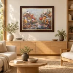Phối cảnh Bến Nước Phố Thị trong phòng khách phong cách Japandi